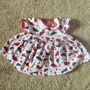 Handmade 100% cotton baby dress with umbrellas